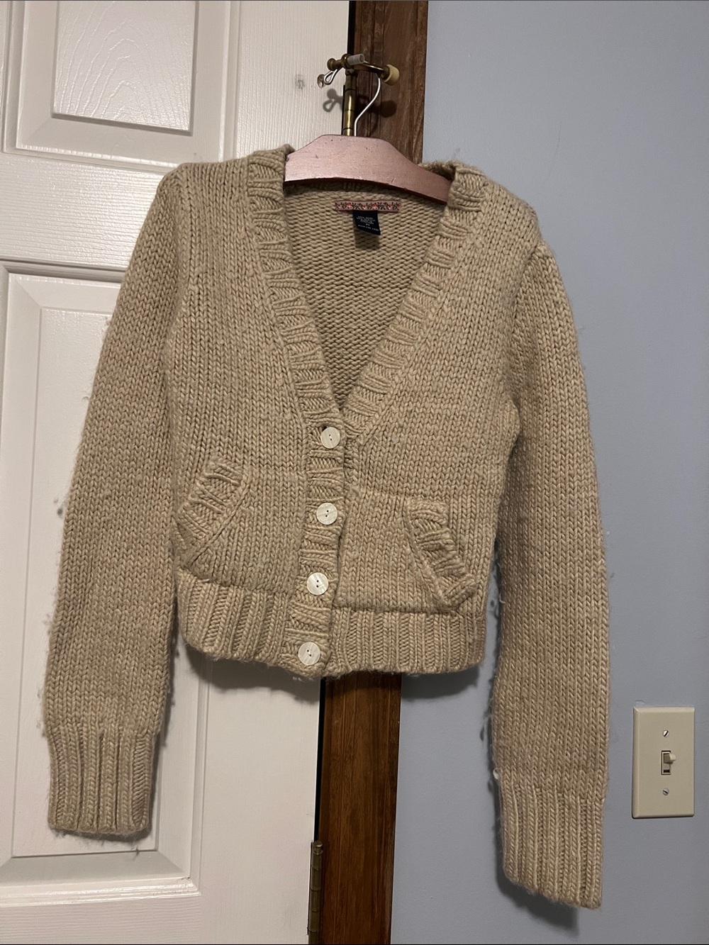 Abercrombie & Fitch Chunky Cream Button-Up Cardigan
